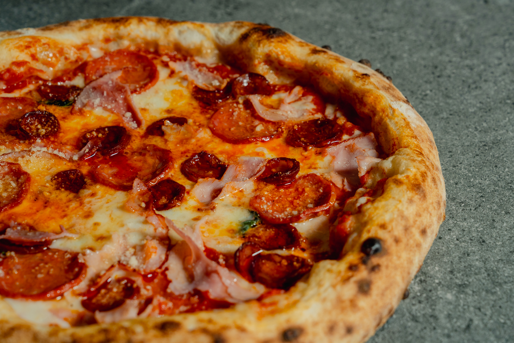 Meat pizza close-up