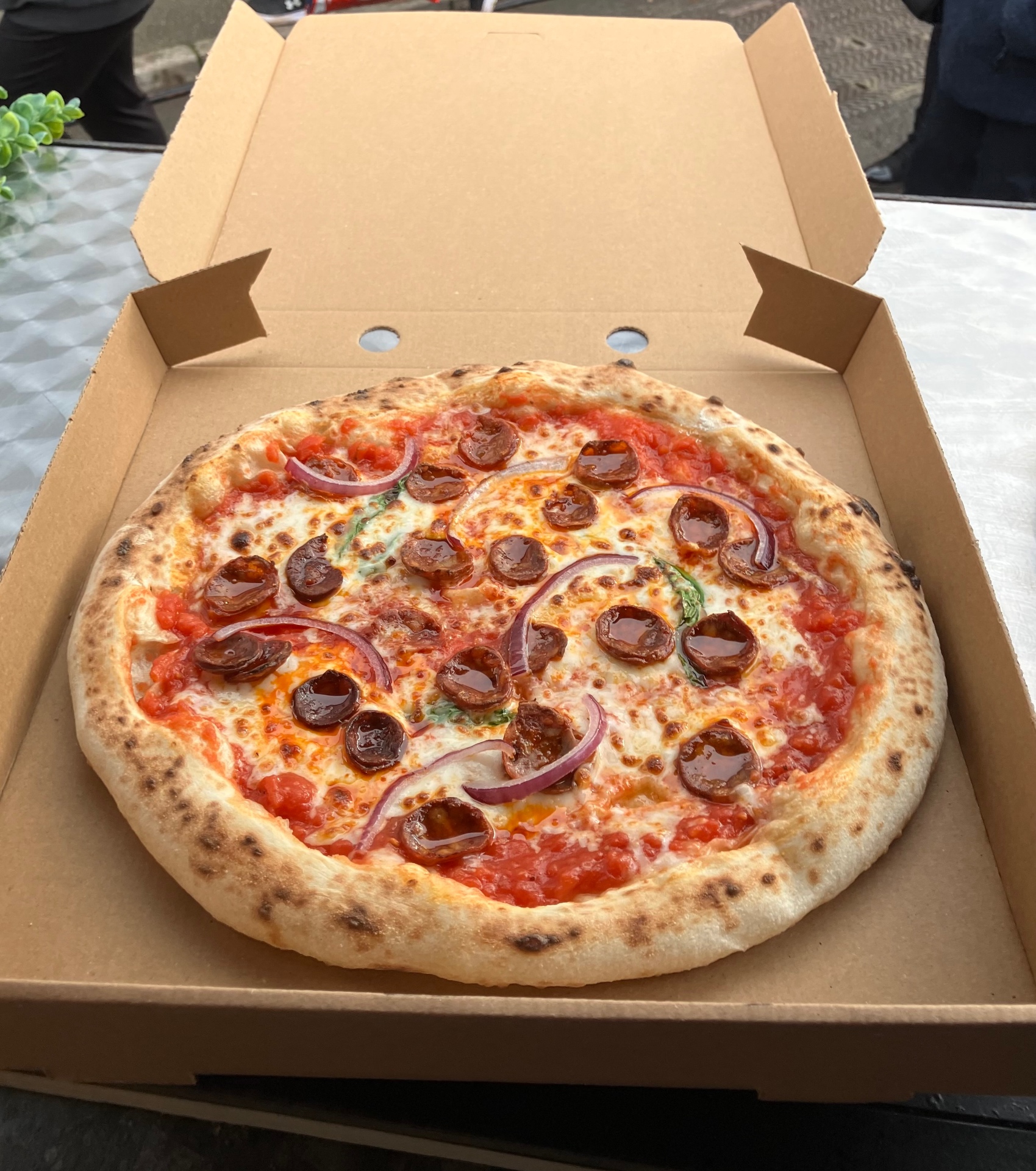 Pepperoni pizza with hot honey